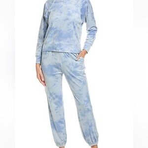 Splendid Velour Blue Tie-Dye Pajama Set